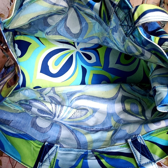 Vintage Roxy Wild Floral 1960s Vibe Flower Power Vinyl Plastic Cover Travel Tote - Picture 15 of 16